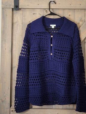 Sundance Airy Pull-Over Open Knit Cotton Sweater Size Medium